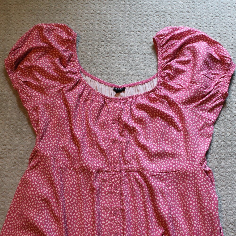 NWT Torrid Mini Button Front Skater Dress size 3X-Leopard Chateau Rose - Picture 3 of 10